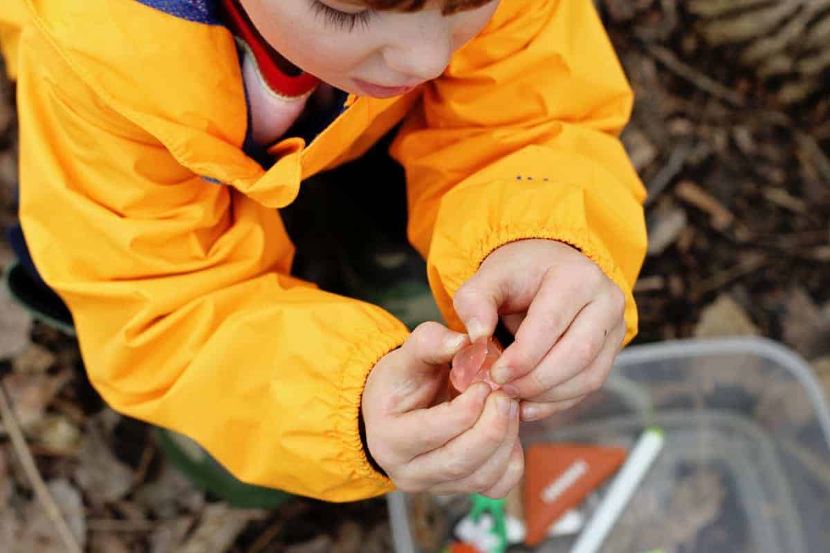 Geocaching with kids - finding treasure