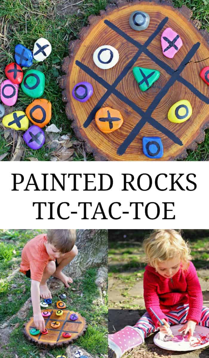 Tic Tac Toe Board Game with Rocks