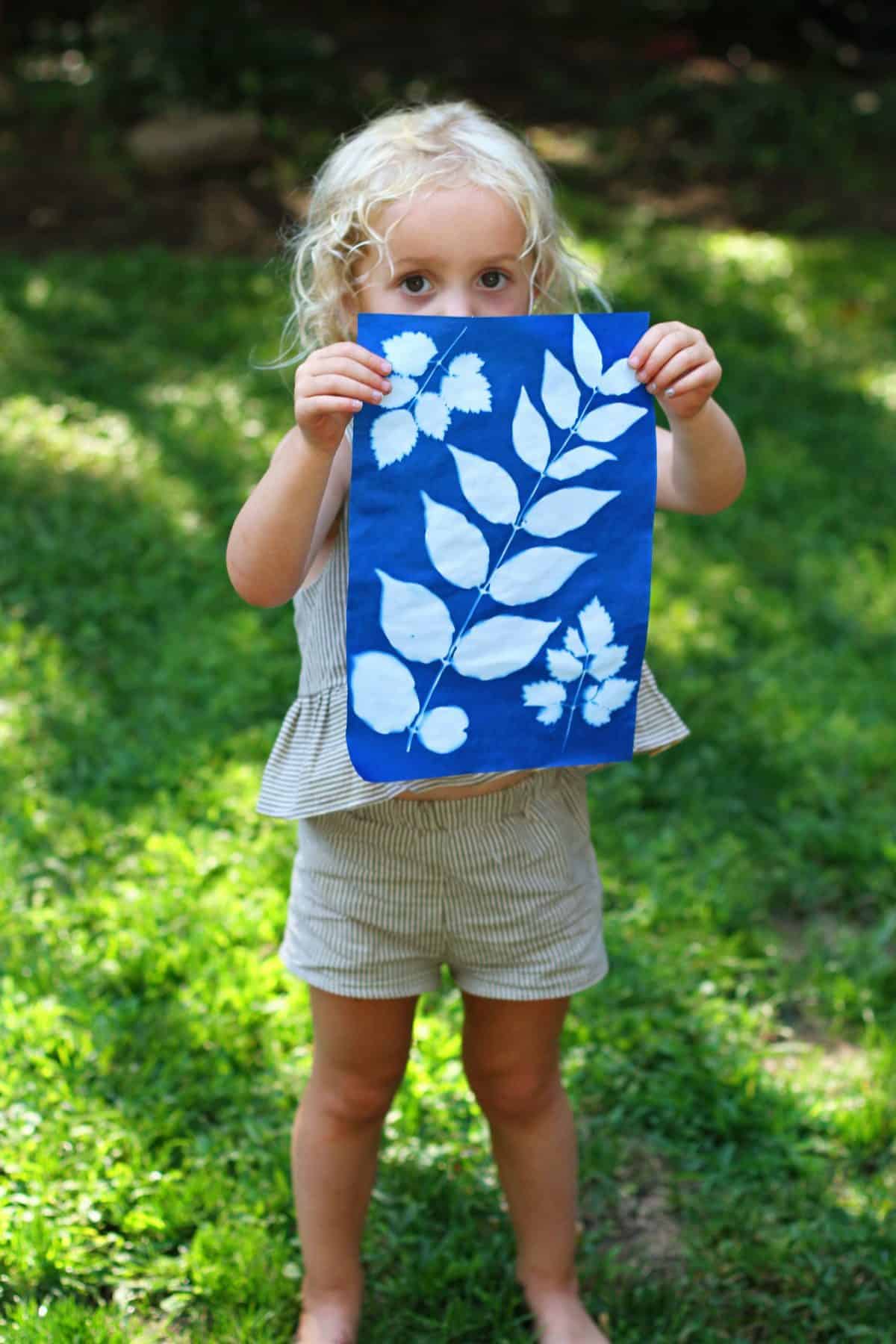 making sun print paper nature art with kids