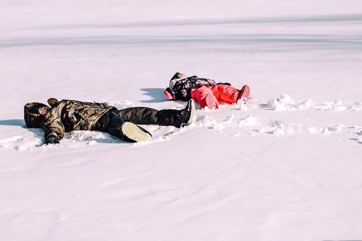 making snow angels with kids