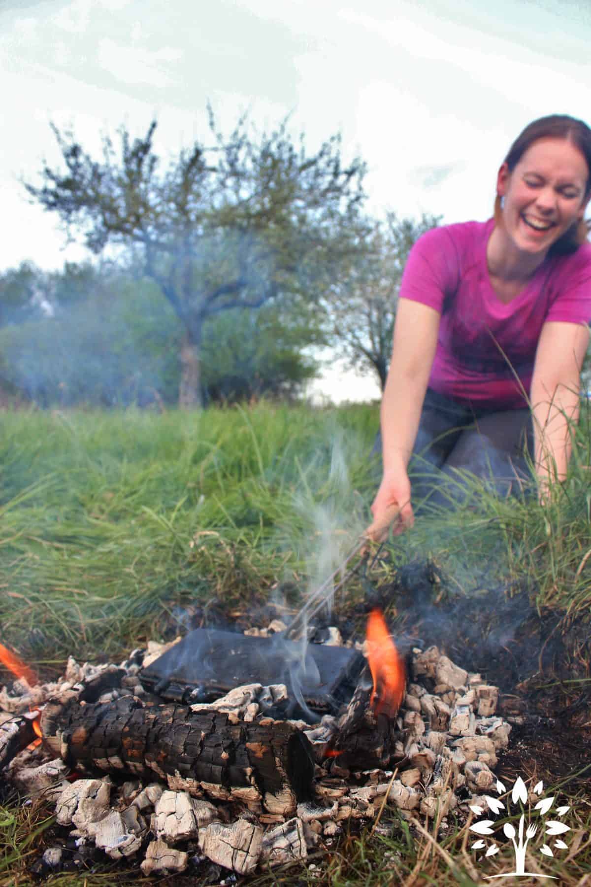 outdoor campfire cooking with kids