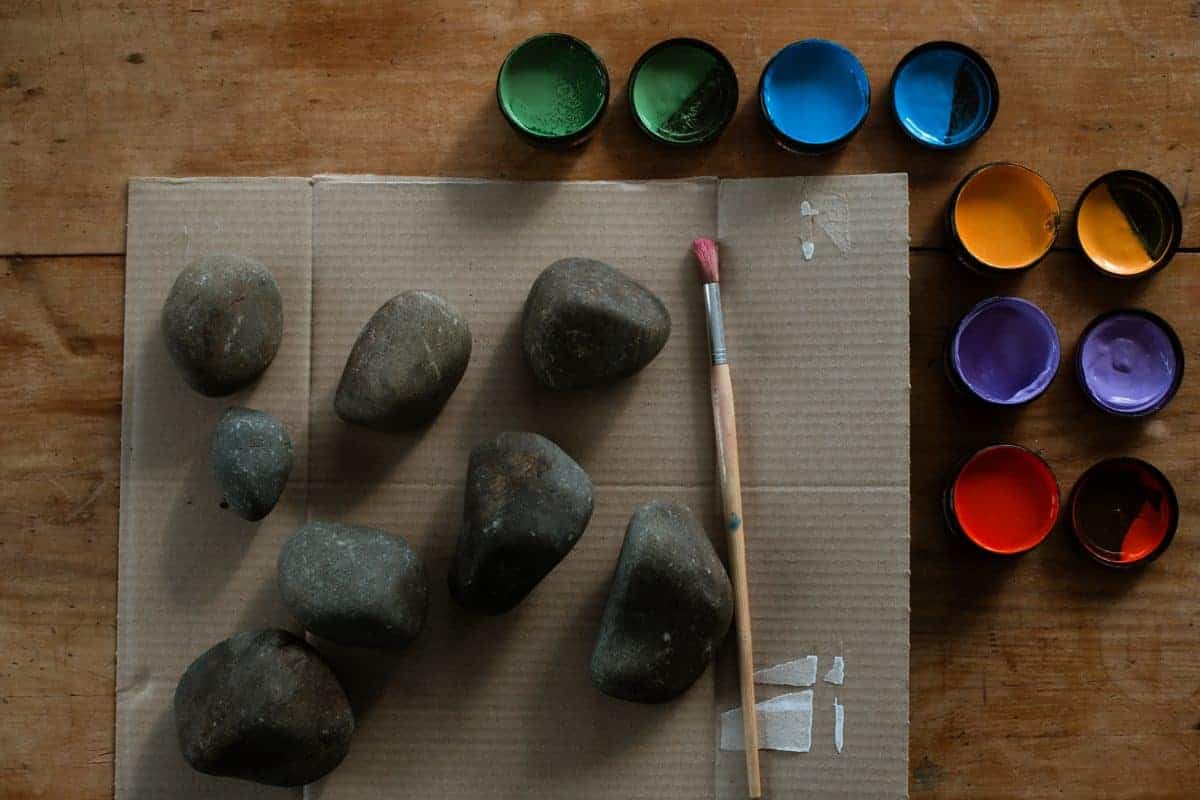 painted rocks for outdoor garden for kids