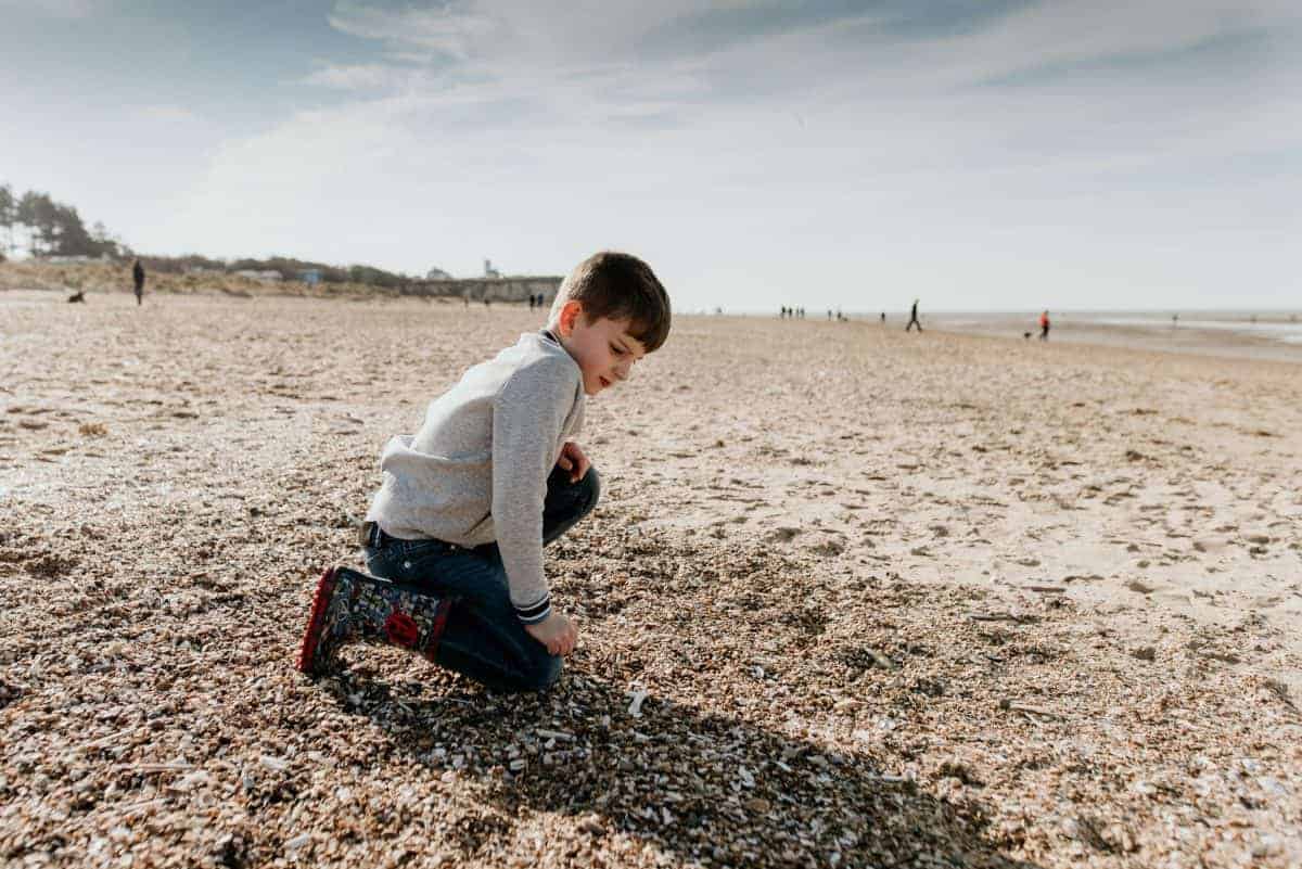 looking for beach glass with kids