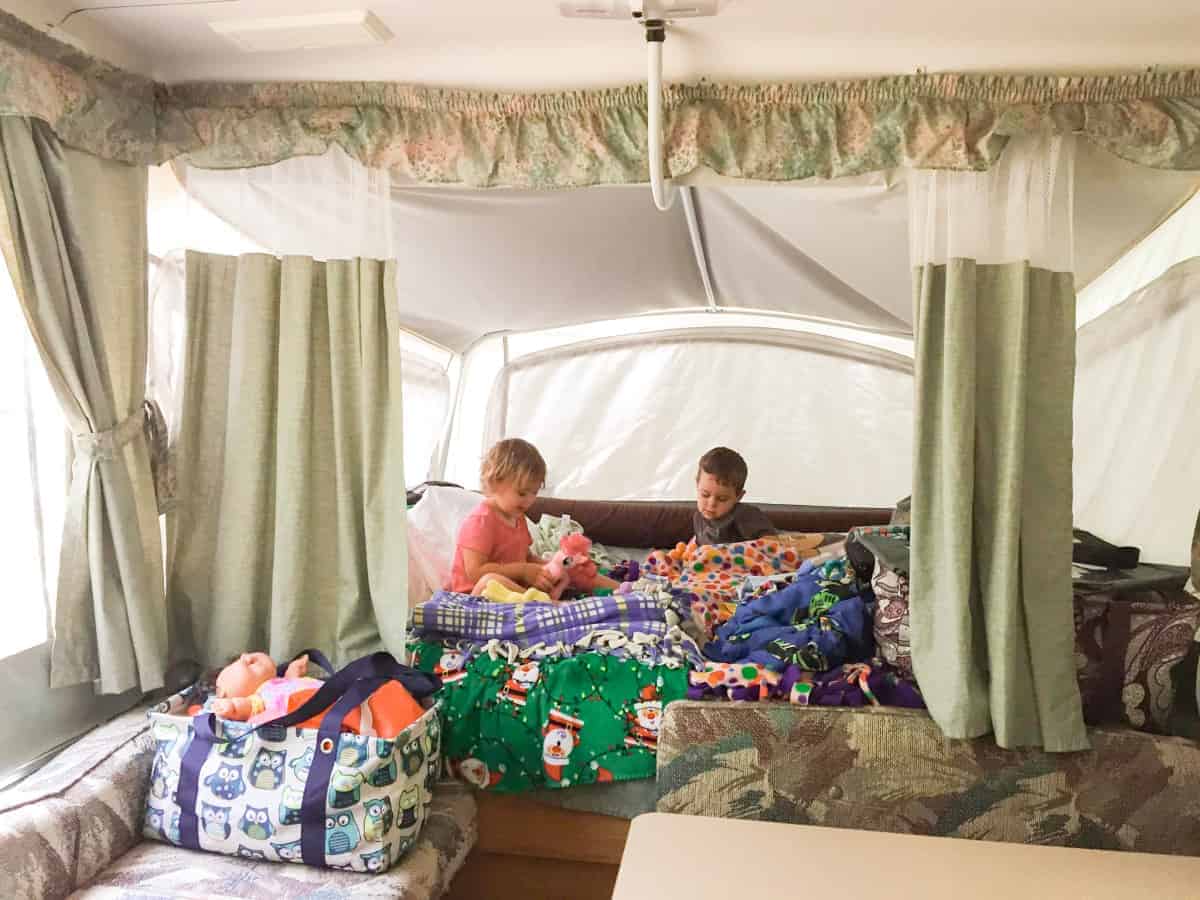 Pop Up Camping With A Large Family, Pop Up Camper King Bed