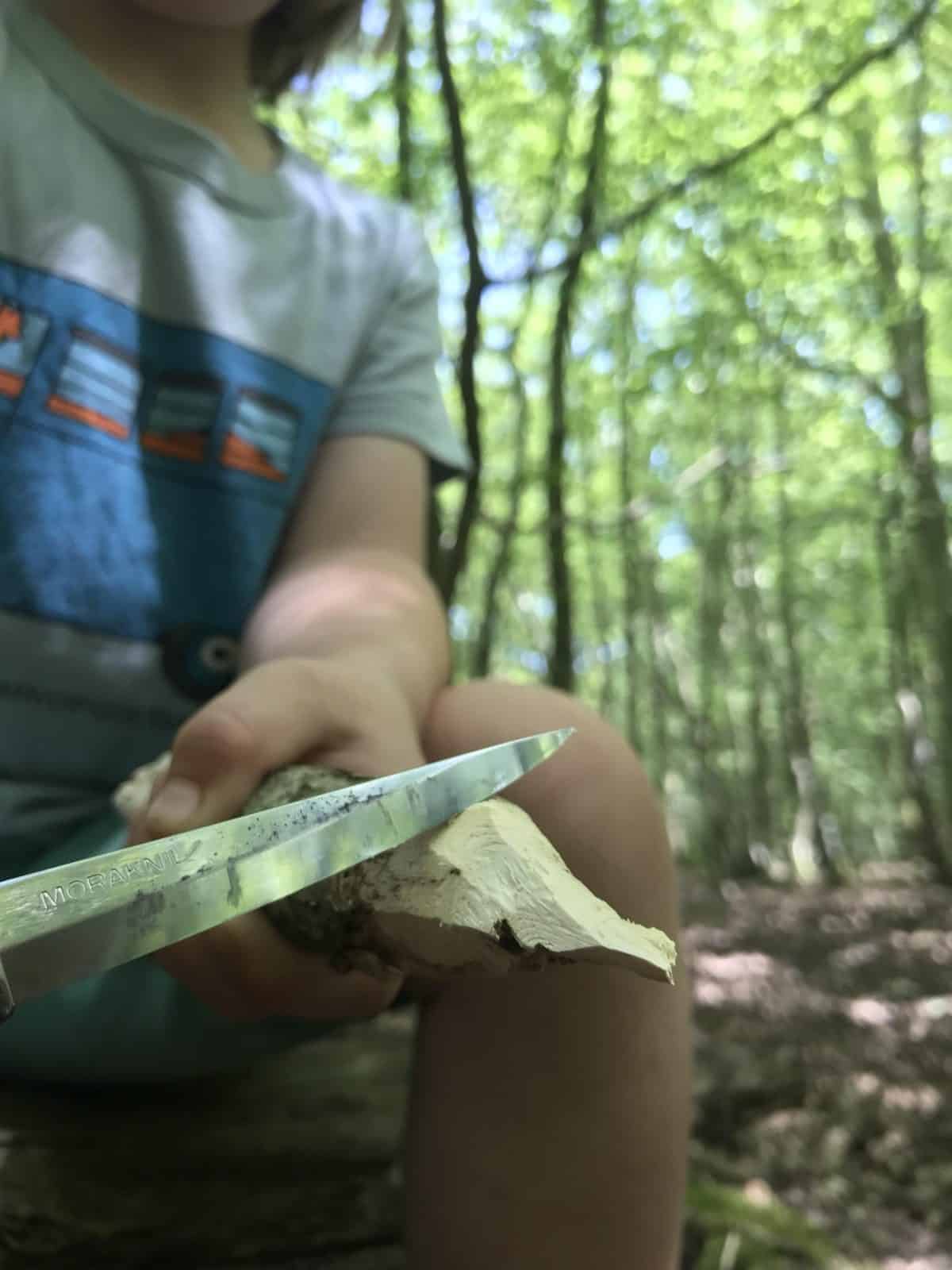 teaching kids how to whittle wood safely 