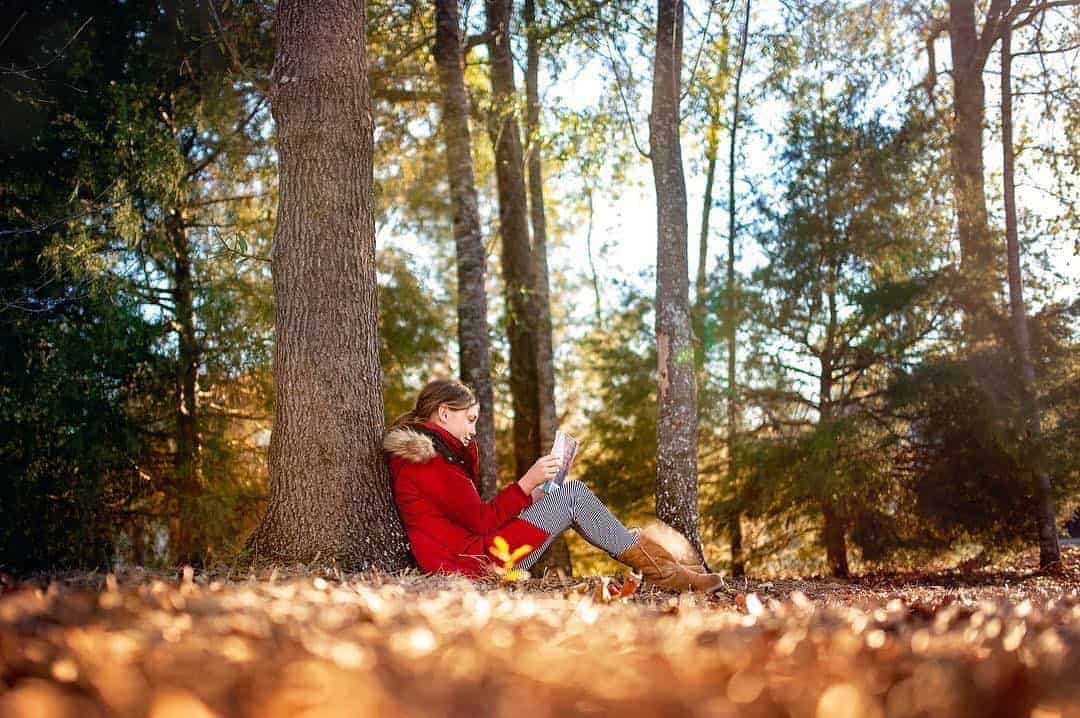 get outside in the fall with kids - outdoor reading