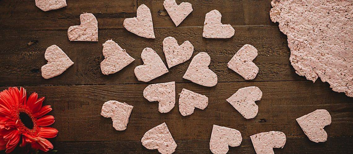 DIY earth friendly recycled plantable seed paper valentines