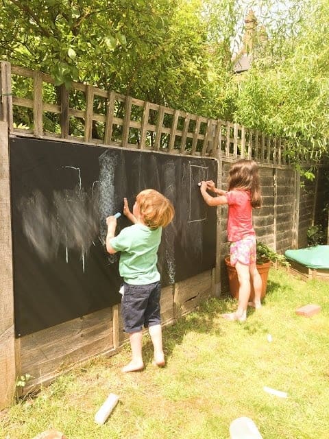 chalk board in garden