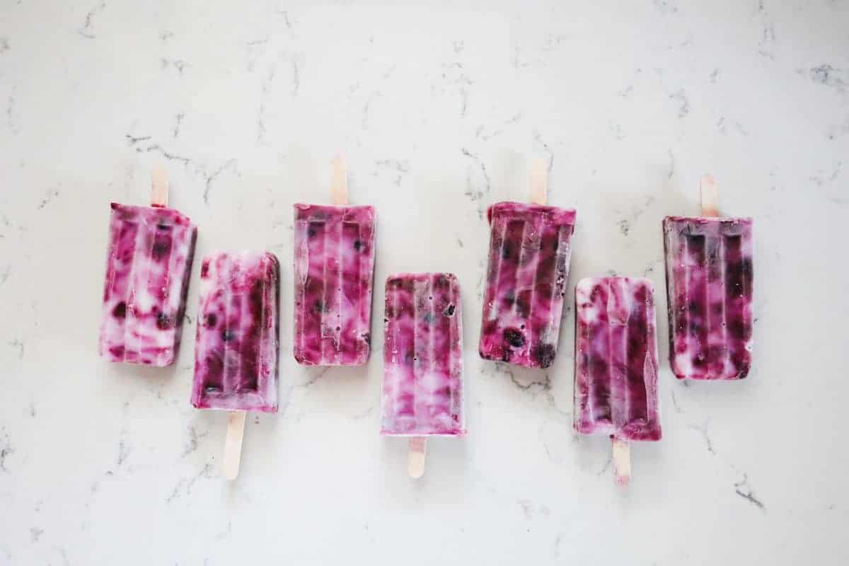 popsicles with fresh blueberries and yogurt