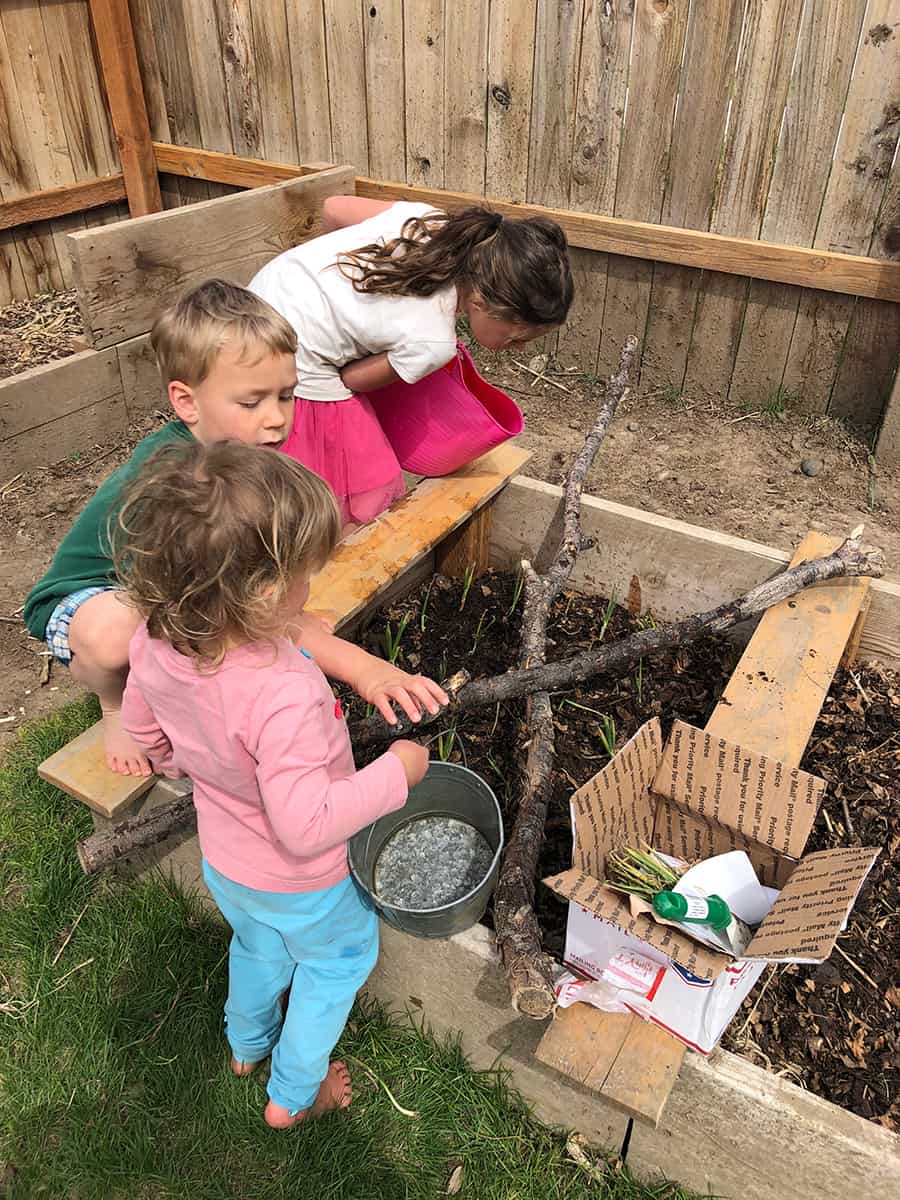 Teaching kids where their food comes from - planting a garden