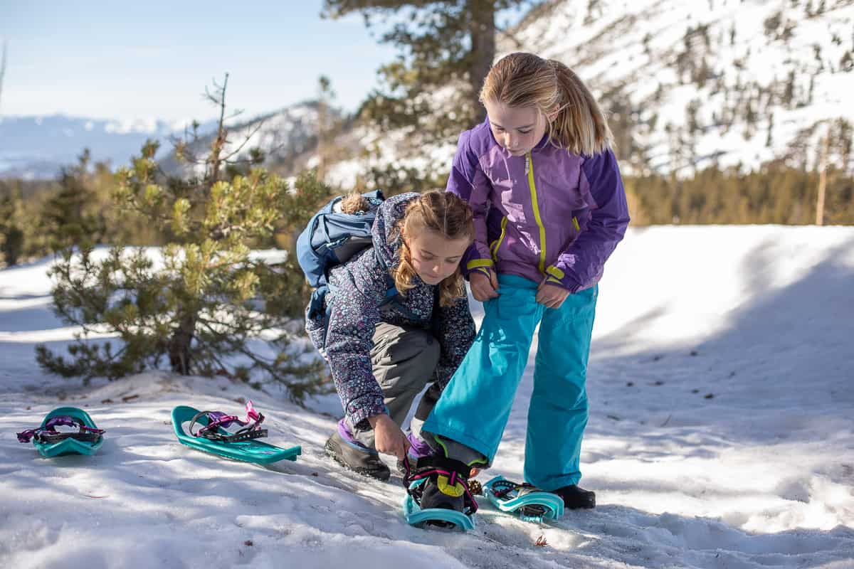 how to snowshoe with kids - snow day activities