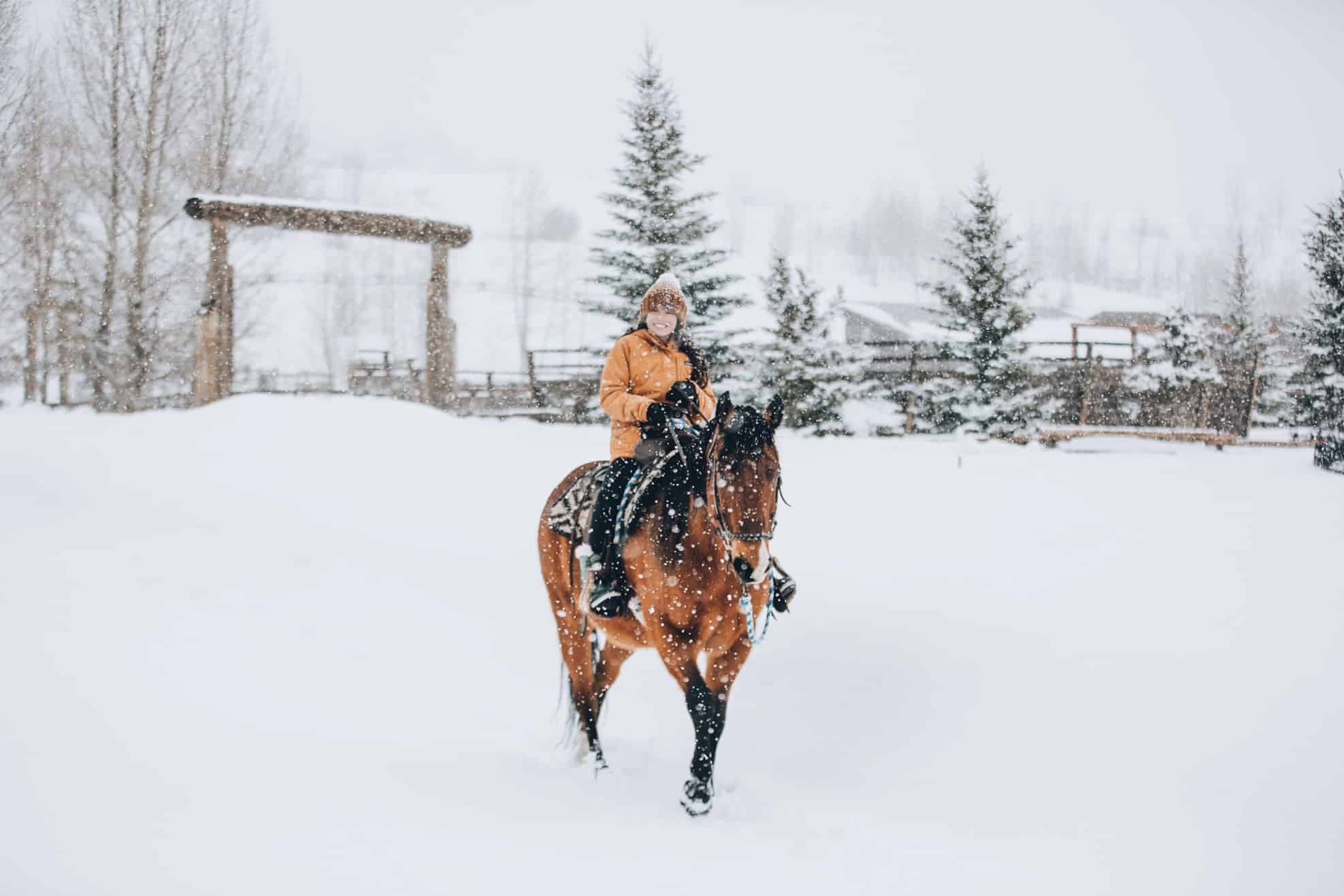 Kids winter horseback riding - Vista Verde Colorado