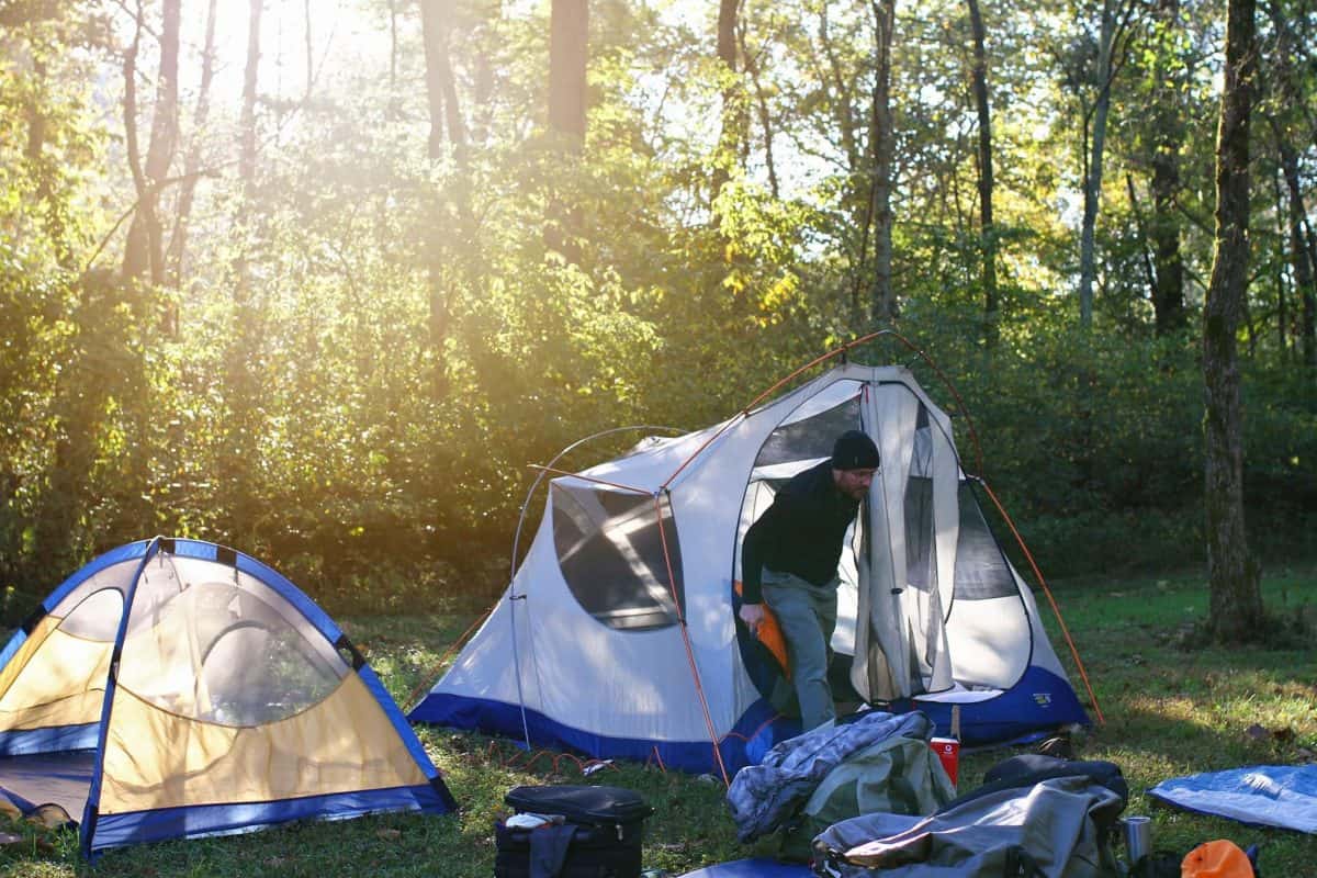 Tents in backyard
