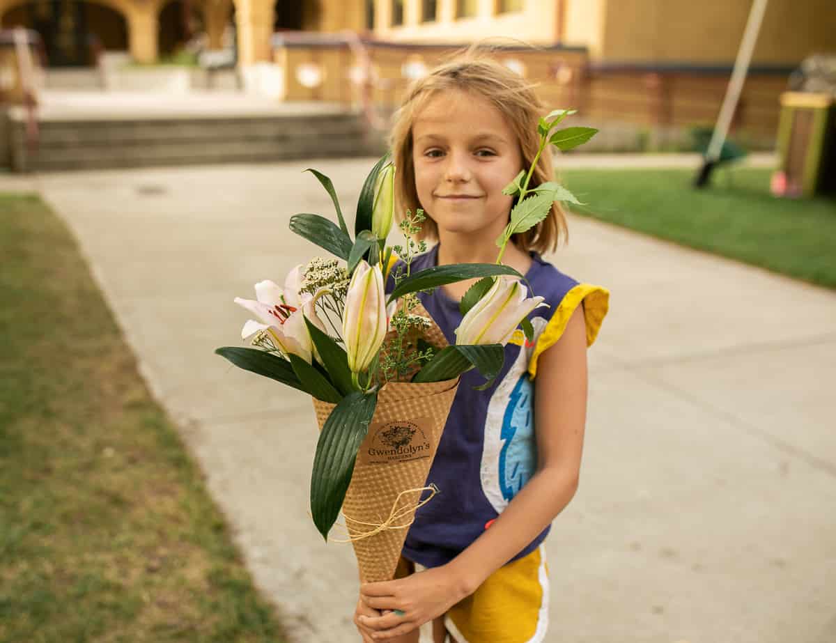 visiting a farmers' market with kids