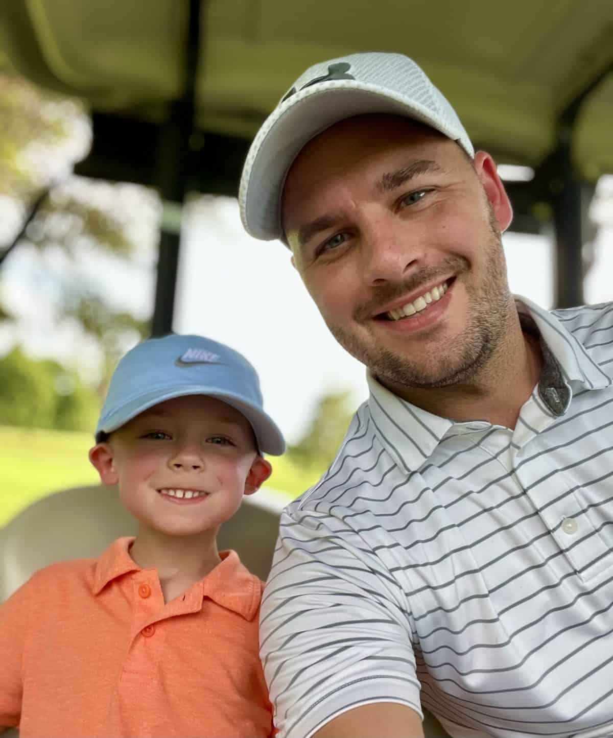Having fun golfing with kids - father son outdoor activities