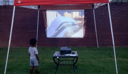 Backyard movie setup
