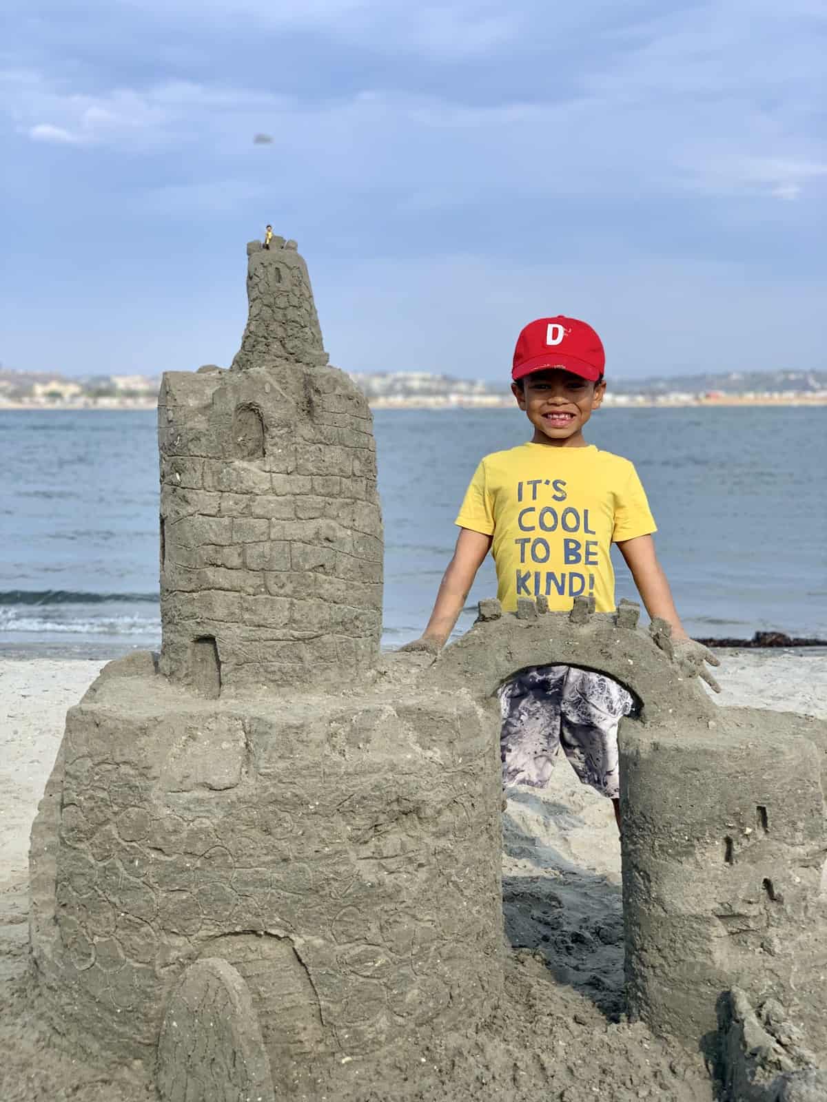 Sandcastle building with kids
