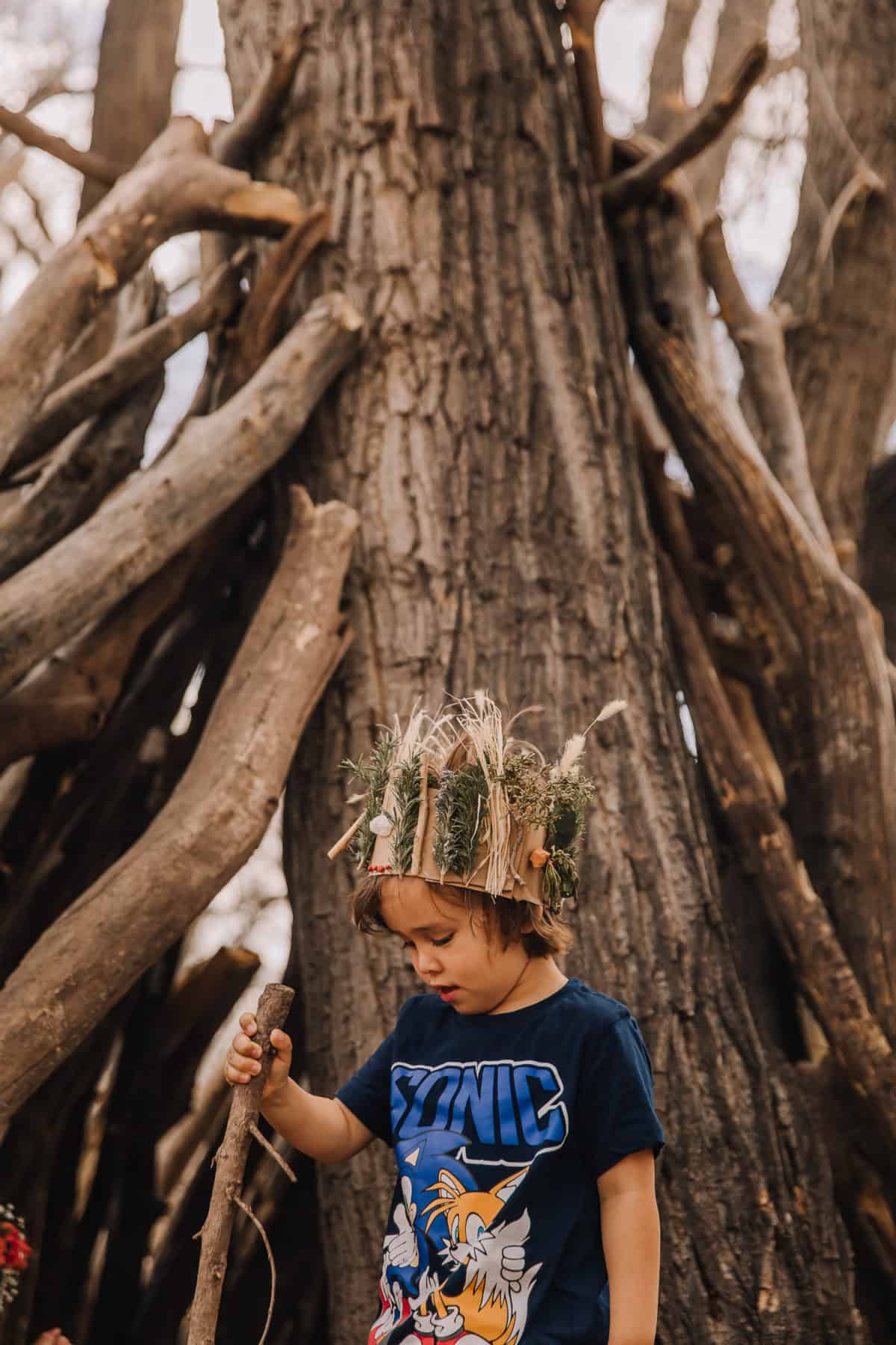 gender-neutral nature crown for kids - boys nature crown
