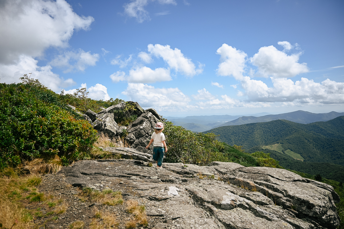 Hiking kids Roan Mountain