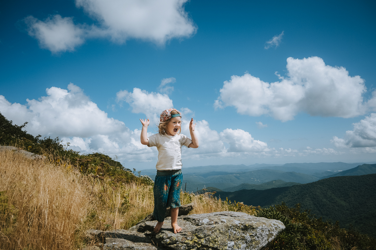 Hiking kids Roan Mountain