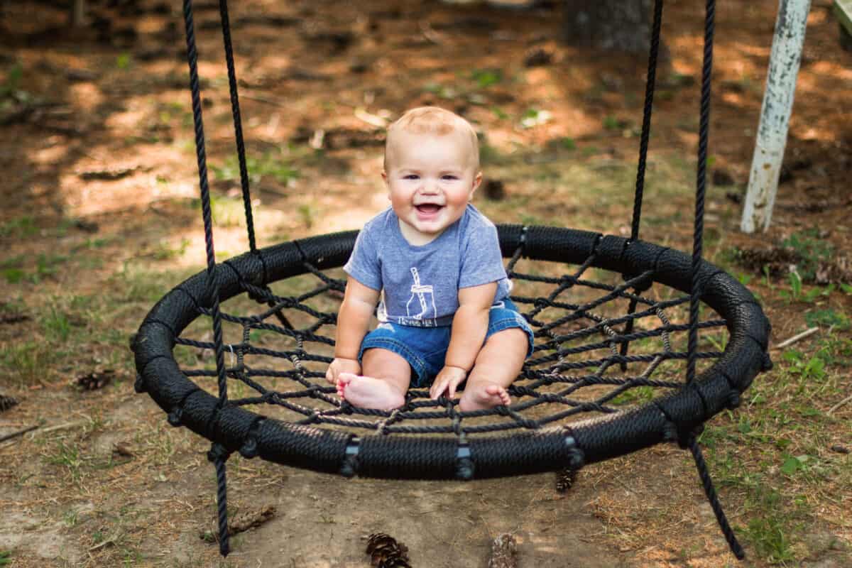 Baby on a web swing