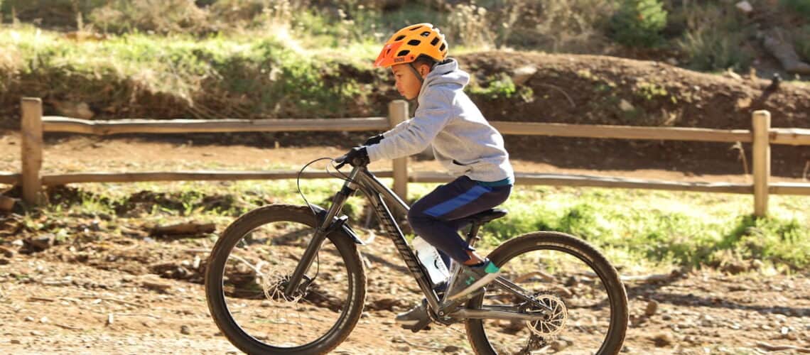Kid riding a mountain bike