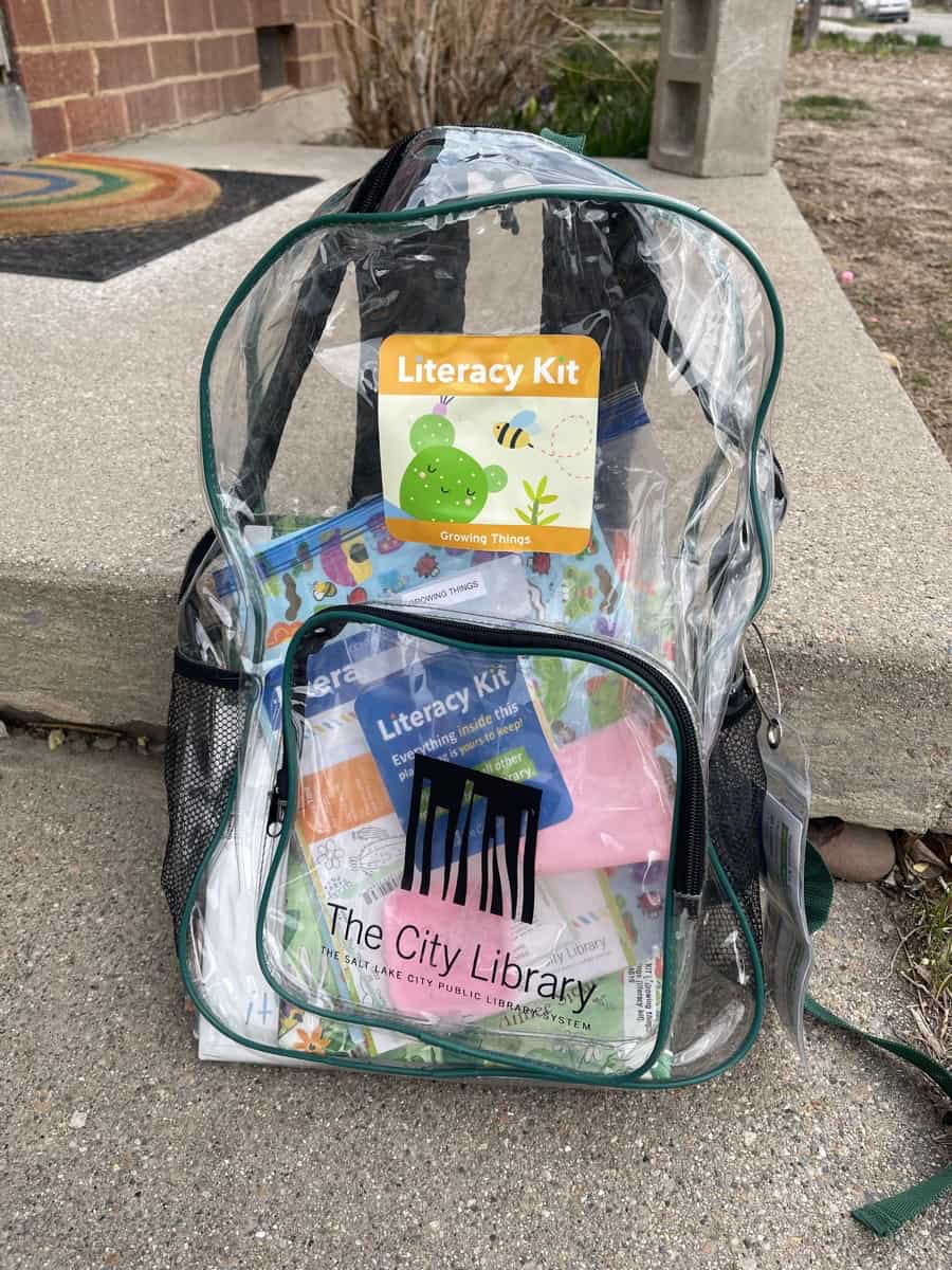 Library literacy kit backpack about gardening