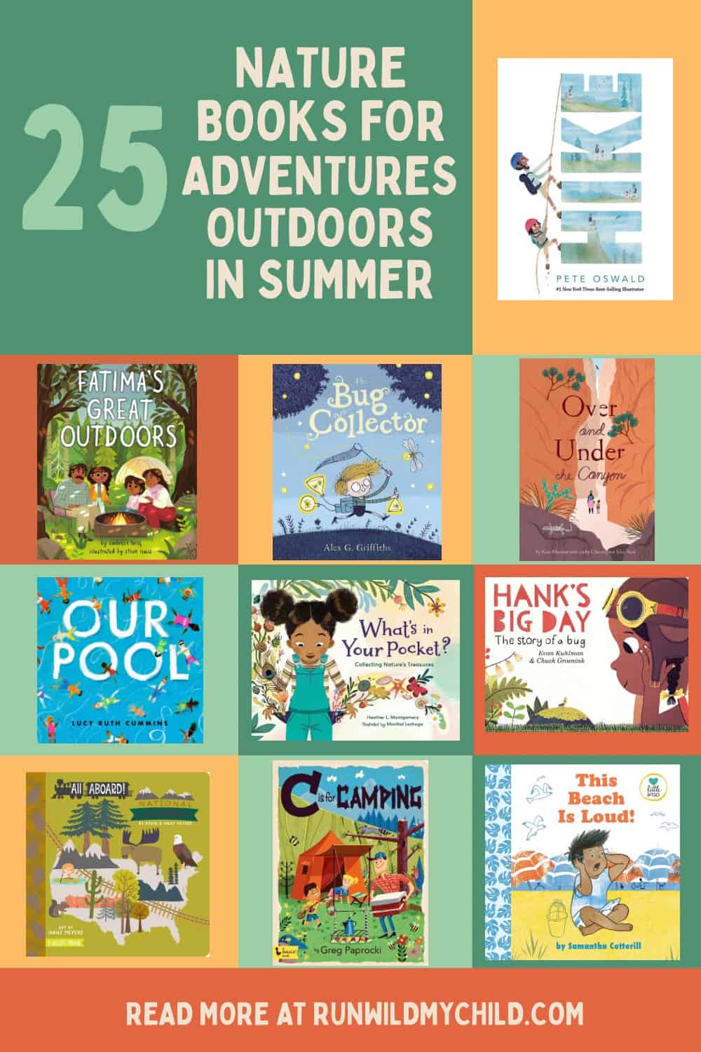 Grid of 10 nature books for adventures outdoors