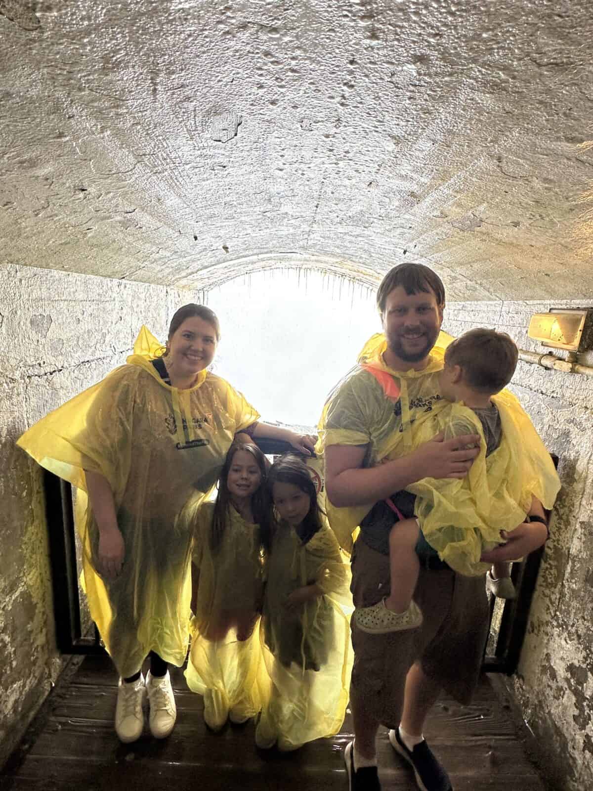 family in the tunnels under Niagara Falls