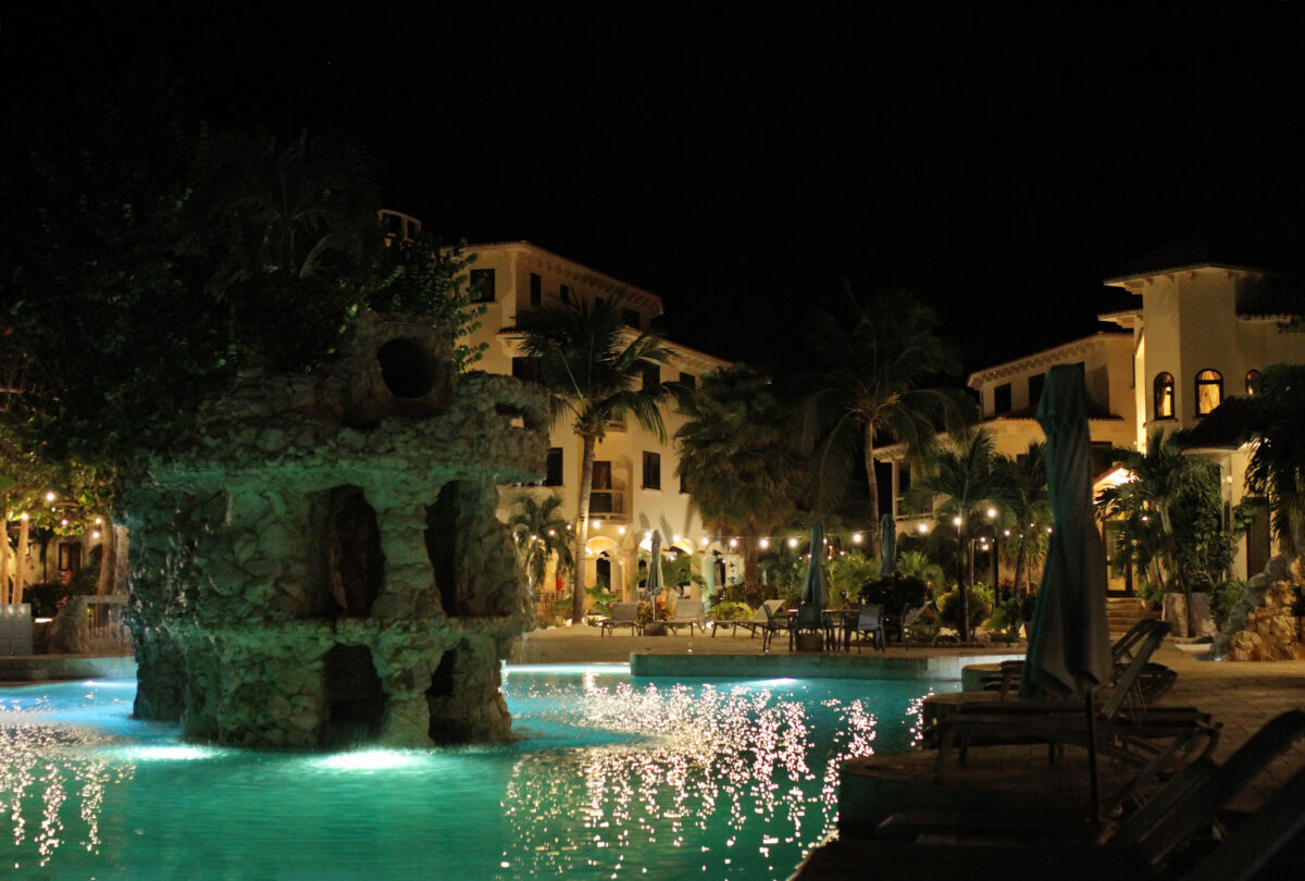 Coco Beach pool at night