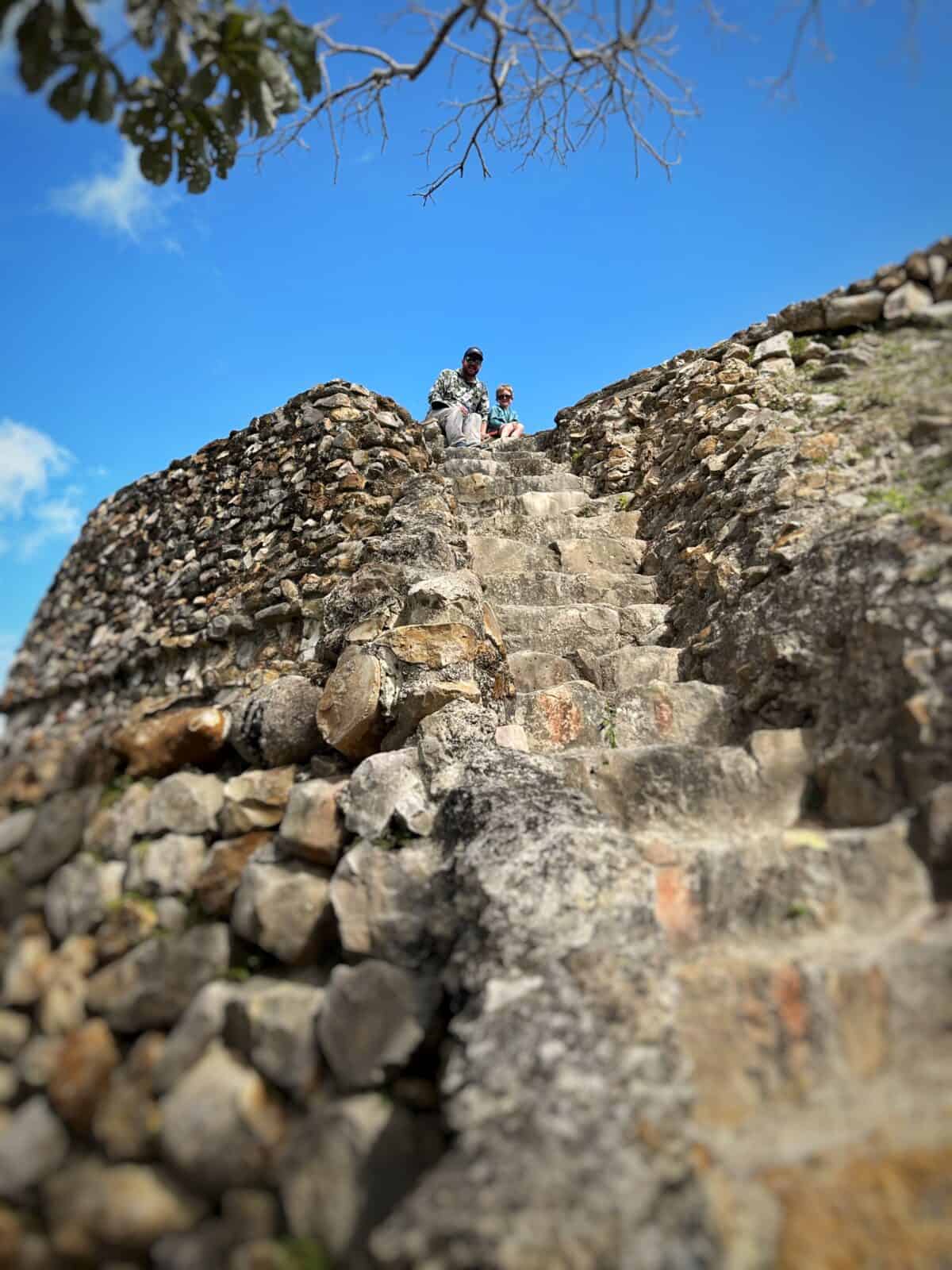 exploring the ancient Mayan ruins Altun Ha with kids